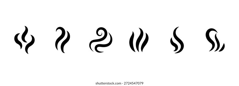 Smoke steam icon vector set. abstract Smoke steam icon on white background. Smoke Icon. Smell Icon. Aromas vaporize icons. Vector Illustration.  EPS 10