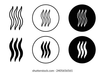 Smoke steam silhouette icon collection logo set. aroma fume vapor emission or fire flame vector flat symbol isolated background