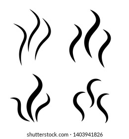 Smoke steam silhouette icon. Cooking steam or warm aroma smell mark, steaming vapour odour symbols. Collection of steam icon for design template