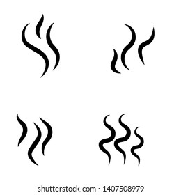 Smoke steam silhouette icon. Cooking steam or warm aroma smell mark, steaming vapour odour symbols. Set of smoke vector icon. 