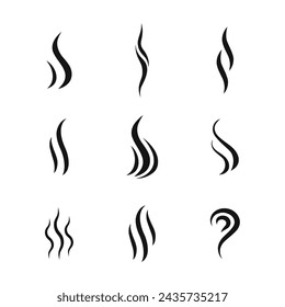 Smoke steam silhouette icon set illustration. Smoke vector icons. Smoke puff vector icon set