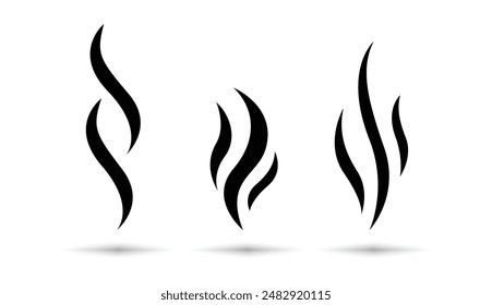 Smoke steam silhouette icon set, vector illustration isolated on white background