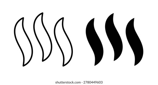 Smoke steam silhouette icon vector logo. icons in solid, editable strokes.