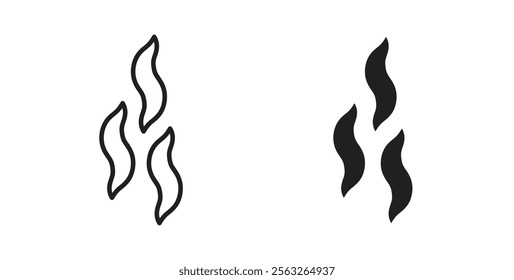 Smoke steam silhouette icons in flat and line style set.