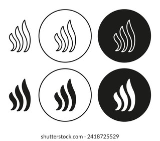 Smoke steam silhouette simple vector symbol icon. Smoke steam silhouette set in a editable stroke.