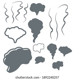 Smoke and steam smell lines.  Hand drawn doodle smoke, clouds and fog 
