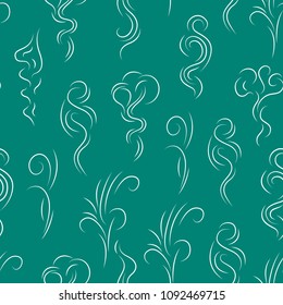 Smoke Steam Vapor Seamless Pattern Background Smoking and Steaming Elements. Vector illustration of Smog Linear Sign
