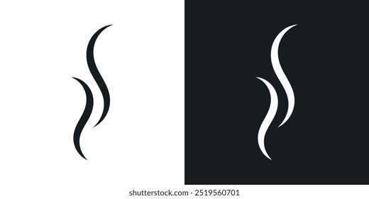 Smoke steamline vector icon set in solid and outline style.