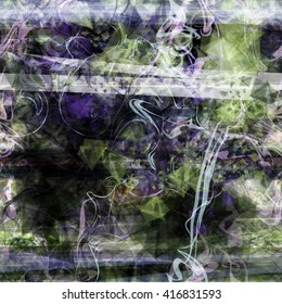Smoke, stripes, triangular elements, shapeless spots. Abstract seamless grunge background