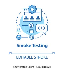 Smoke Testing Turquoise Concept Icon. Software Development Stage Idea Thin Line Illustration. Build Verification Testing. App Programming. IT Project. Vector Isolated Outline Drawing. Editable Stroke