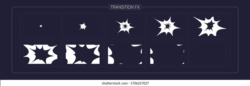 Smoke Transitions Effect. Bomb Explosion Animation. Smoke Transitions FX Sprite Sheet Of Ready For Games, Cartoon Or Animation And Motion Design. White Color Scene Transition.