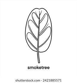 Hoja de árbol de humo - Diseño del vector de contorno negro 