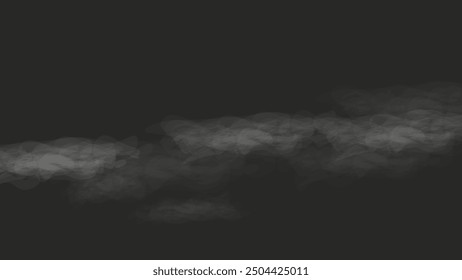 Efecto de superposición de nube de vapor de Smoke Vector realista. Niebla blanca sobre fondo oscuro. Smoke desde el fuego o la nube. El fenómeno atmosférico natural.