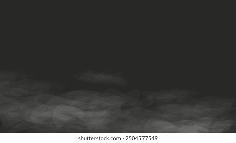 Efecto de superposición de nube de vapor de Smoke Vector realista. Niebla blanca sobre fondo oscuro. Smoke desde el fuego o la nube. El fenómeno atmosférico natural.