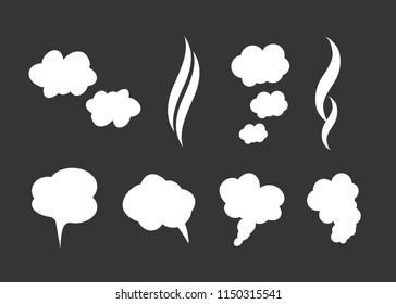Smoke vector clouds. Fog and steam cartoon vector illustration