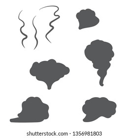Smoke vector clouds. Fog and steam cartoon. Hand drawn doodle smoke, clouds and fog