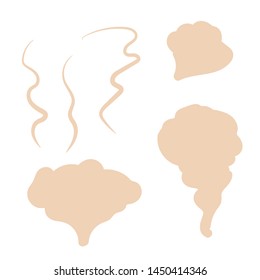 Smoke vector clouds. Fog and steam cartoon. Hand drawn doodle smoke, clouds and fog