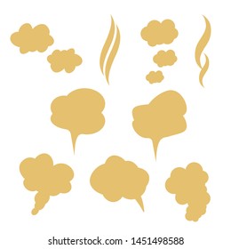 Smoke vector clouds. Fog and steam cartoon vector illustration