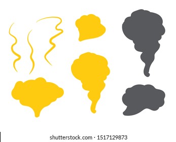 Smoke vector clouds. Fog and steam cartoon. Hand drawn doodle smoke, clouds and fog