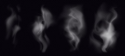 Smoke Vector Collection. Gray,White Isolated Cigarette Or Fire Smoke. Transparent Special Effect. Aroma Vector Illustration. Smoke PNG