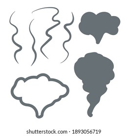 Colección vectorial de humo. Conjunto realista de humo blanco, olas del café 