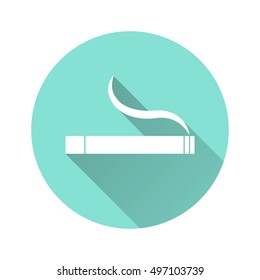 Smoke vector icon with long shadow. White illustration isolated for graphic and web design.