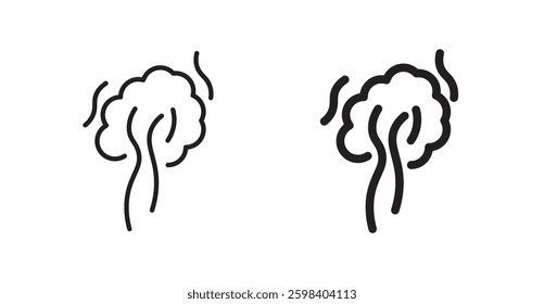 Smoke vector icon set in black color.