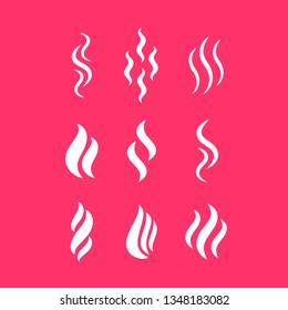 Smoke vector icon set isolated on red background