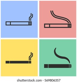 Smoke vector icons set. Black illustration isolated for graphic and web design.