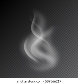 Smoke vector illustration on transparent background. Realistic smoke isolated. Vector smoke or vapor from electronic cigarettes