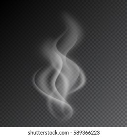 Smoke vector illustration on transparent background. Realistic smoke isolated. Vector smoke or vapor from electronic cigarettes