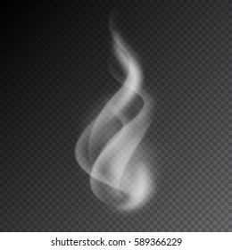 Smoke vector illustration on transparent background. Realistic smoke isolated. Vector smoke or vapor from electronic cigarettes