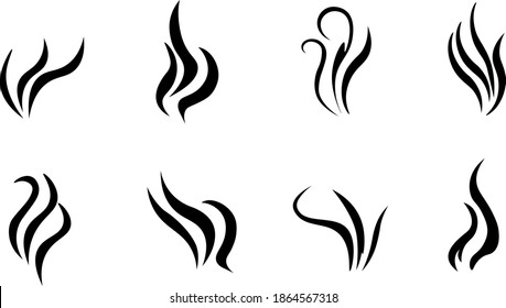 Smoke. Vector set of icons and symbols. Simple illustration isolated on white background.
