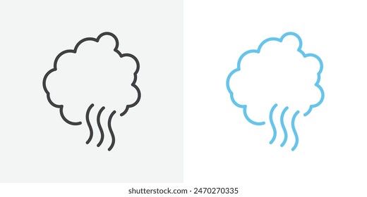 Smoke vector set. Scent smell graphic. Fire hot steam icon. Gas or water vapour graphic.