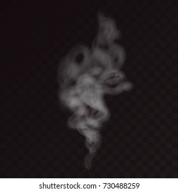 Smoke vector texture, isolated on transparent background. Beautiful soft cigarette effect, real transparency. Smooth white gray smoke, cloudy smoke concept for design projects.