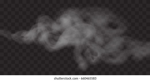 Smoke Vector Texture, Real Transparency, Perfect For Black, White Backgrounds. Beautiful Soft Cloudy Effect Vector. Smooth White Cigar Smoke Isolated On Transparent Background. 