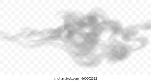 Smoke vector texture, real transparency. Beautiful soft smoke cigarette effect vector isolated on white. Smooth cloudy concept, horizontal flow. 