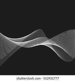 Smoke vector wave on dark background. Abstract vector background