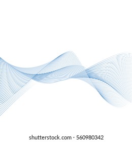 Smoke vector wave on white background. Abstract vector background. Blue lines vector template