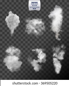 Smoke vectors on transparent background.