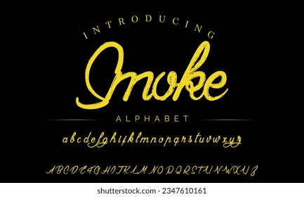 Smoke Vintage Brush Script Modern Alphabet. Retro Typeface. Textured unique brush in alphabet style. Letters.Vector Alphabet. Exclusive Custom Letters.