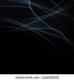 Rauch-Wellenhintergrund auf schwarzem Hintergrund. Leichte Vektordesign-Flow von transparentem Rauch.