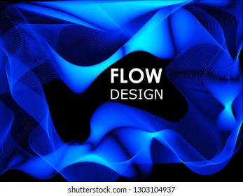 Smoke wave. Flow shapes design. Liquid wave background. Abstract 3d fluid shape. Color pattern. Modern fluid colors.