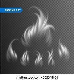 Smoke waves on transparent background. Vector illustration EPS 10