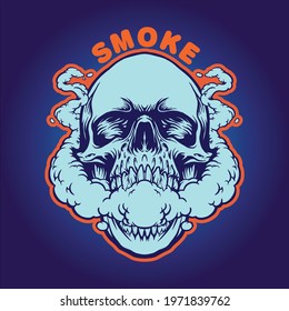 Smoke Weed Skull Silhouette Vector illustrations for your work Logo, mascot merchandise t-shirt, stickers and Label designs, poster, greeting cards advertising business company or brands.