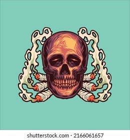 smoke weed skull vector design