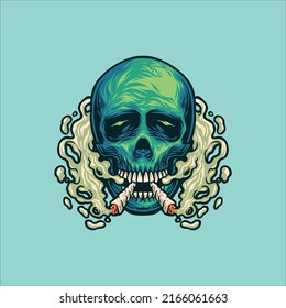 smoke weed skull vector design