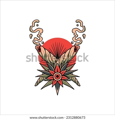 smoke weed tattoo vector design 