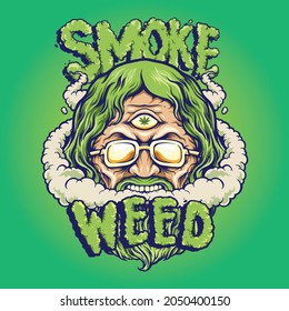 Smoke Weed Vintage Vector illustrations for your work Logo, mascot merchandise t-shirt, stickers and Label designs, poster, greeting cards advertising business company or brands.