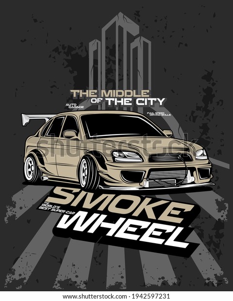 smoke wheel, custom
drift car illustration